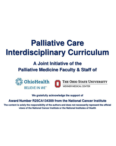 PALLIATIVE CARE INTERDISCIPLINARY CURRICULUM cover