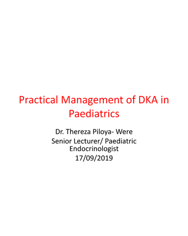 PRACTICAL MANAGEMENT OF DKA IN PAEDIATRICS cover