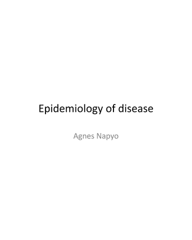 EPIDEMIOLOGY OF DISEASE cover