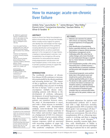 How To Manage ACLF cover