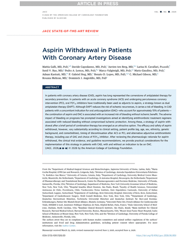 Aspirin Withdrawal In Patients With Coronary Artery Diseas cover