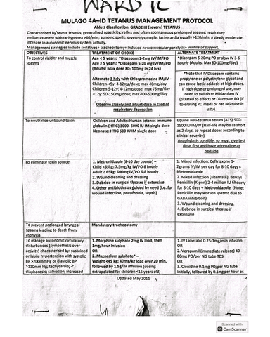 MULAGO 4A-ID TETANUS MANAGEMENT PROTOCOL cover