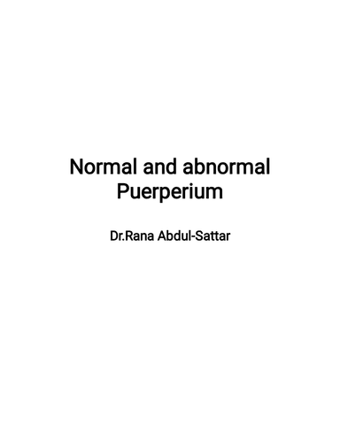 NORMAL AND ABNORMAL PUERPERIUM cover