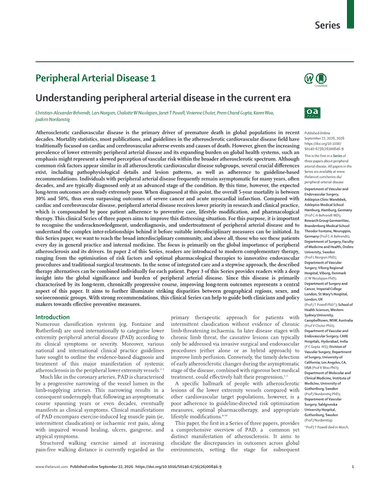 UNDERSTANDING PERIPHERAL ARTERIAL DISEASE IN THE CURRENT ERA cover