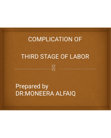 COMPLICATION OF THIRD STAGE OF LABOR cover