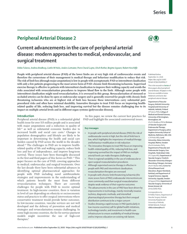 CURRENT ADVANCEMENTS IN THE CARE OF PERIPHERAL ARTERIAL DISEASE cover