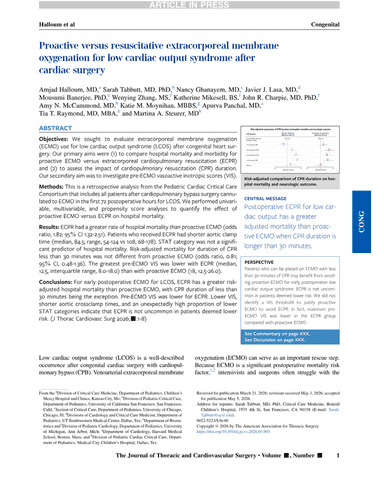 PROACTIVE VERSUS RESUSCITATIVE EXTRACORPOREAL MEMBRANE OXYGENATION FOR LOW CARDIAC OUTPUT SYNDROME AFTER CARDIAC SURGERY cover