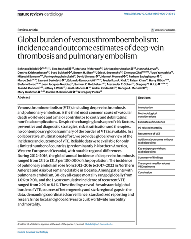 GLOBAL BURDEN OF VENOUS THROMBOEMBOLISM: INCIDENCE AND OUTCOME ESTIMATES OF DEEP-VEIN THROMBOSIS AND PULMONARY EMBOLISM cover