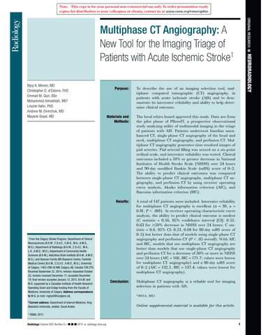 MULTIPHASE CT ANGIOGRAPHY: A NEW TOOL FOR THE IMAGING TRIAGE OF PATIENTS WITH ACUTE ISCHEMIC STROKE cover
