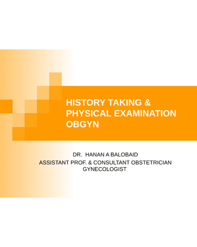 OBSTETRIC HISTORY cover