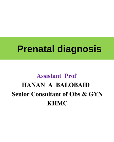 PRENATAL DIAGNOSIS cover
