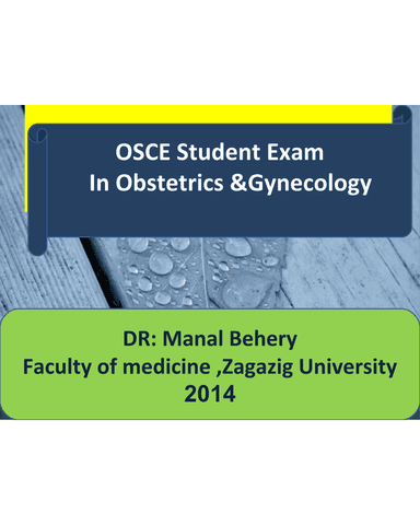 Student Guide to the OSCE Examination in Obstetrics & Gynaecology cover