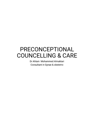 PRECONCEPTIONAL COUNCELLING & CARE cover