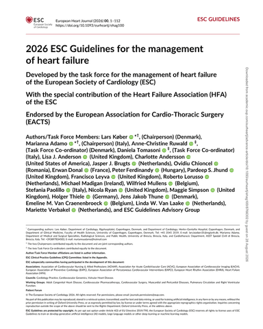 2026 ESC GUIDELINES FOR THE MANAGEMENT OF HEART FAILURE cover